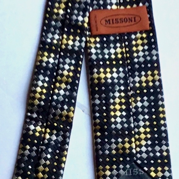 Missoni  Black & yellow all silk  skinny Tie made in Italy  🇮🇹 - Picture 4 of 9